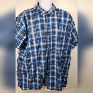 Northcrest Blue Plaid Button Down Shirt XL 100% Cotton